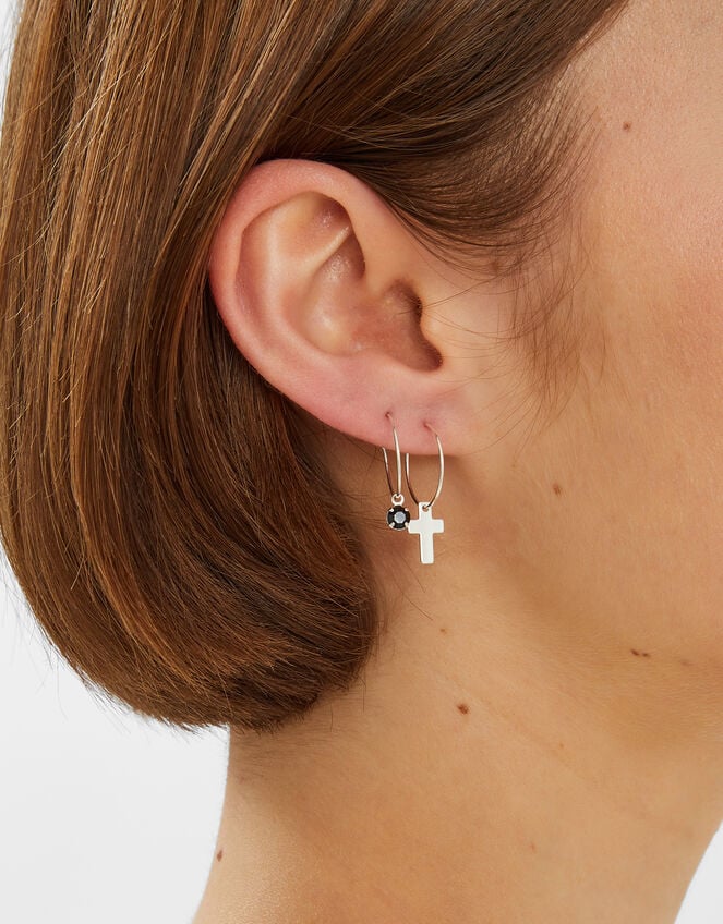 3-Pack Evil Eye Charm Hoop Earrings, , large