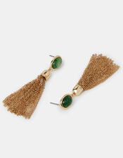 Gem Chain Tassel Drop Earrings, , large