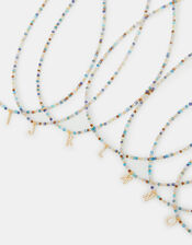 14ct Gold-Plated Beaded Initial Pendant Necklace, Multi (MULTI), large