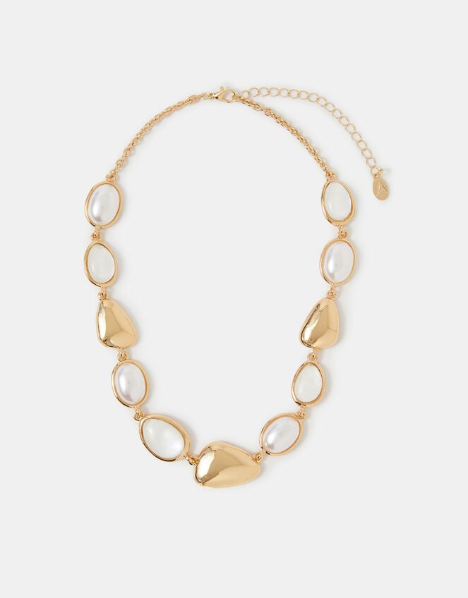 Pearl Stone Collar Necklace, , large