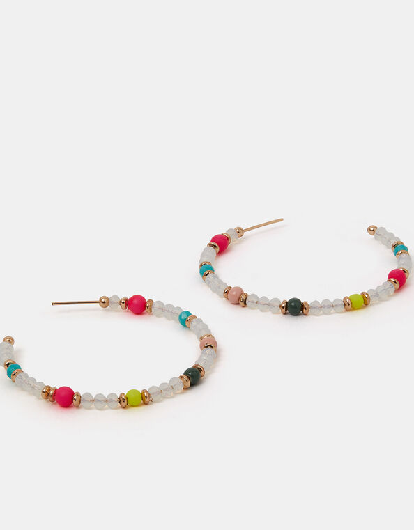 Mix Beaded Hoop Earrings, , large