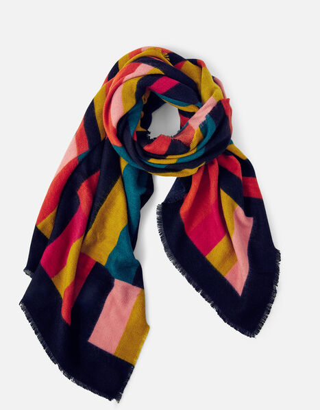 Cleo Colour Block Blanket Scarf, , large