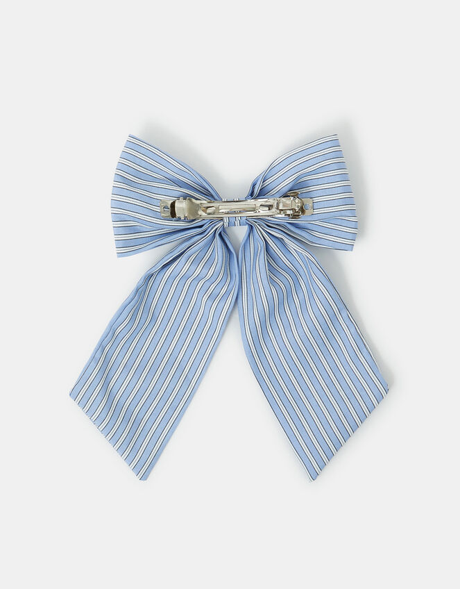 Stripe Bow Hair Clip, , large
