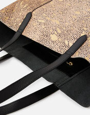 Animal Foil Print Leather Shopper Bag, , large