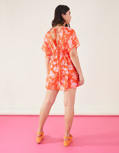 Fruity Floral Twist Detail Chiffon Kaftan, Orange (ORANGE), large