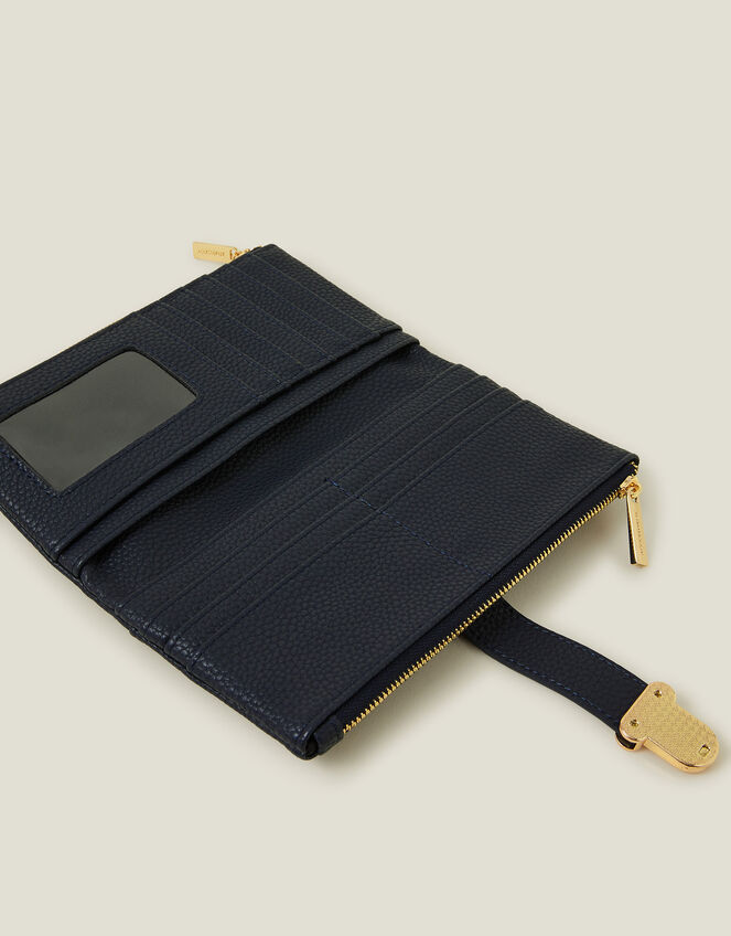 Push Lock Faux Leather Wallet, , large