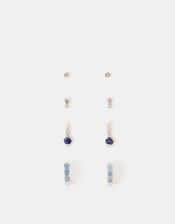 4-Pack Sterling Silver-Plated Blue Quartz Earrings, , large