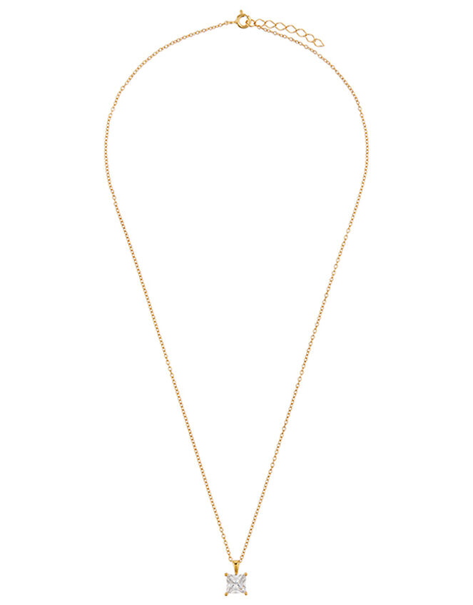 Gold-Plated Sterling Silver Cubic Zirconia Necklace, , large