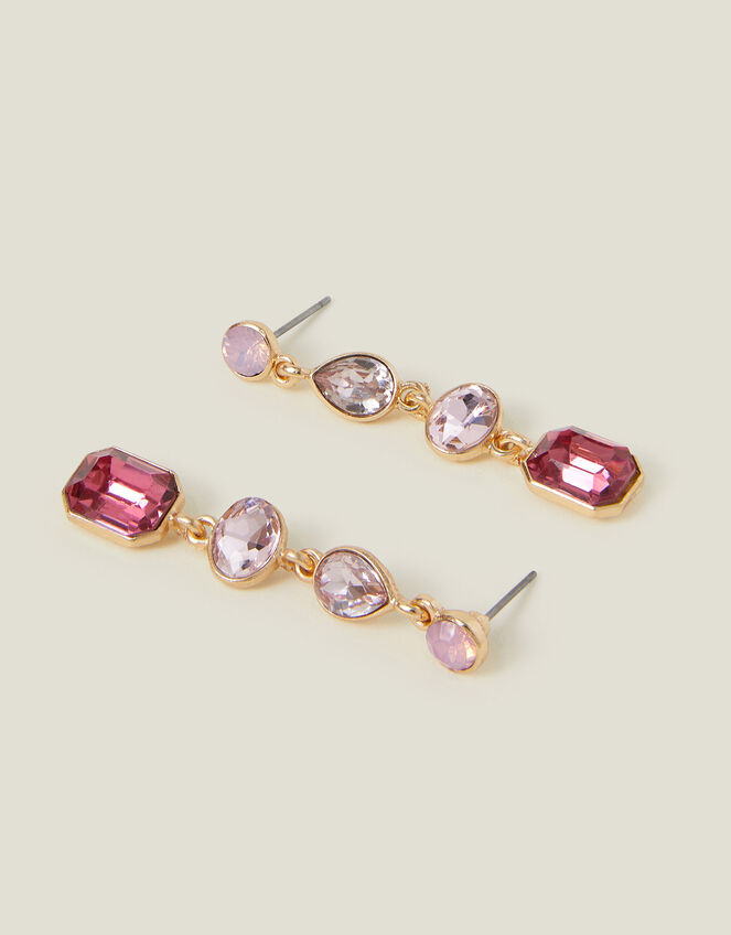 Mix Gemstone Drop Earrings Pink, , large