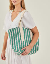 Stripe Woven Shoulder Bag, , large