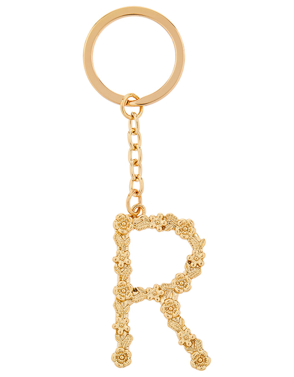Floral Initial Metal Keyring R Keyrings Accessorize UK