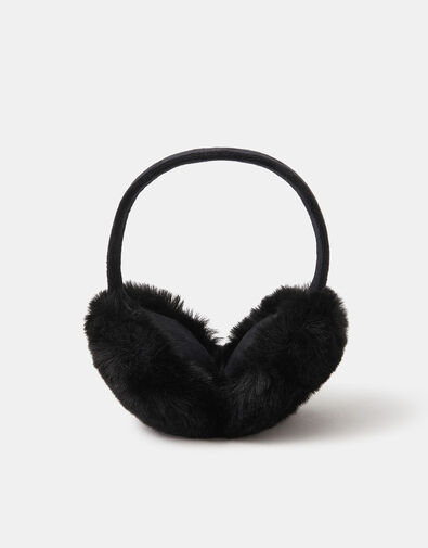 Faux Fur Earmuffs, Black (BLACK), large