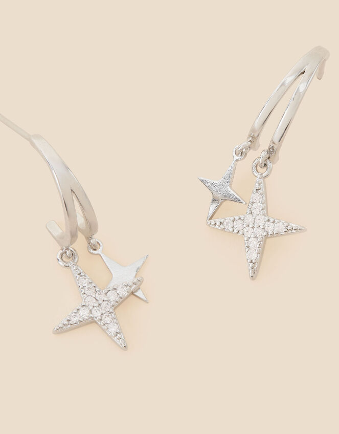 Platinum-Plated Celestial Charm Hoops, , large