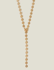 Flower Chain Lariat Necklace Gold, , large