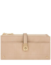 Push-Lock Faux Leather Wallet, Nude (NUDE), large