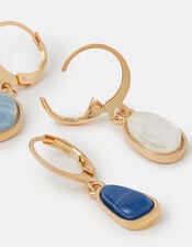 3-Pack Mother of Pearl Stone Huggie Hoop Earrings, , large