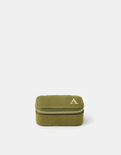 Mini Faux Suede Initial Jewellery Box, Green (OLIVE), large