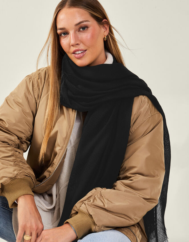 Waffle Stripe Textured Scarf, , large