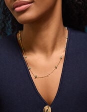 14ct Gold-Plated Long Semi-Precious Stone Station Necklace, , large