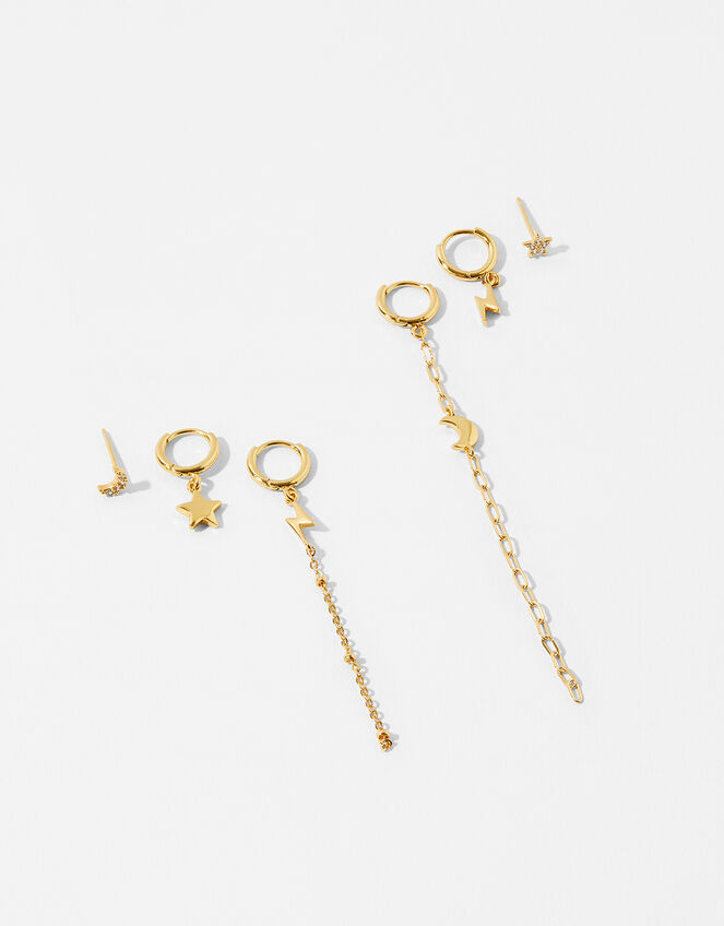 Gold-Plated Celestial Irregular Earring Set, , large