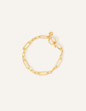 14ct Gold-Plated Trombone Chain T-Bar Bracelet, , large