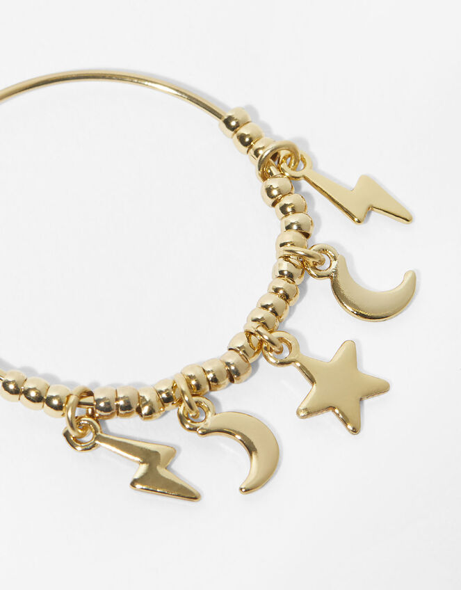 Gold-Plated Starry Charm Hoops, , large