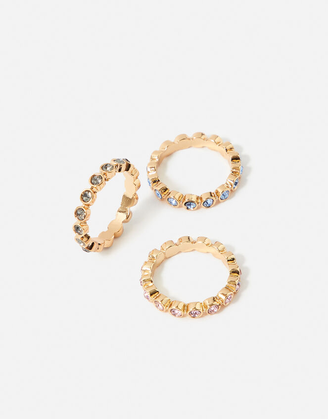 Pastel Pop Bezel Eternity Ring Set, Multi (PASTEL-MULTI), large