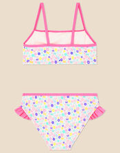 Girls Ditsy Butterfly Bikini Set with Recycled Polyester, White (WHITE), large