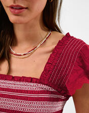 Smocked Broderie Top, Red (RED), large