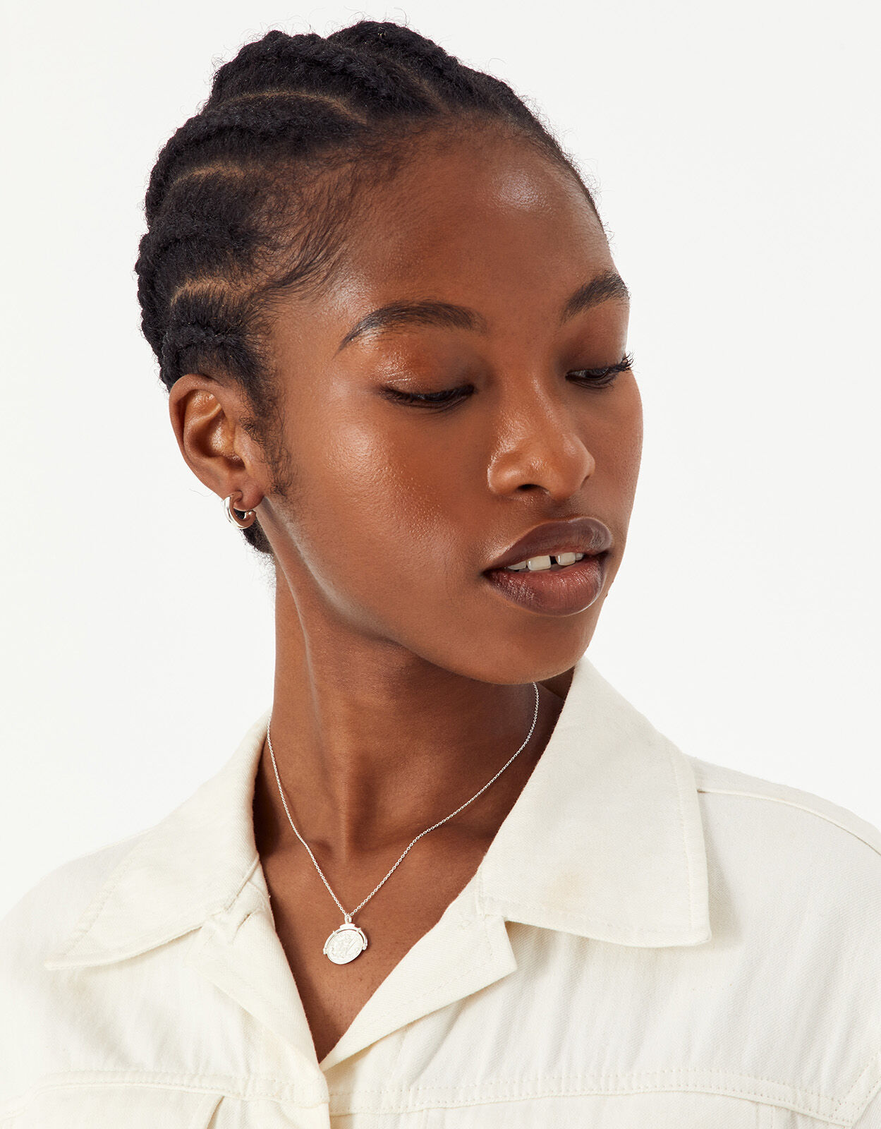 Sterling Silver Disc Pendant Necklace Sterling silver Accessorize UK