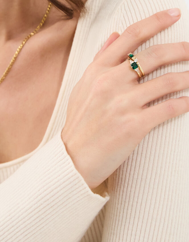 2-Pack Cubic Zirconia Rings, Gold (GOLD), large