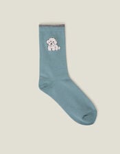 Fluffy Dog Print Sock, , large