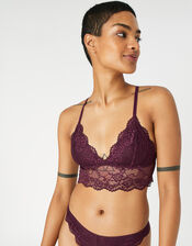 Strappy Lace Bralet, Red (BURGUNDY), large