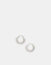 Sterling Silver-Plated Sun Hoop Earrings, , large