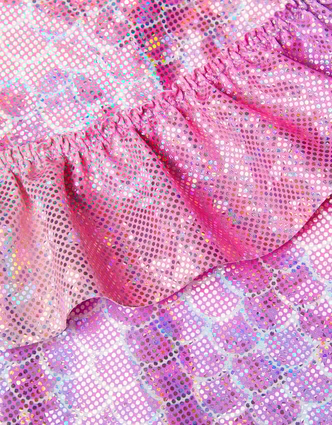 Girls Asymmetric Mermaid Swimsuit, Pink (PINK), large