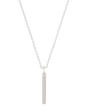 Sterling Silver Crystal Bar Pendant Necklace, , large