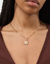 Initial Pearl Coin Jewellery Charm , Gold (GOLD), large