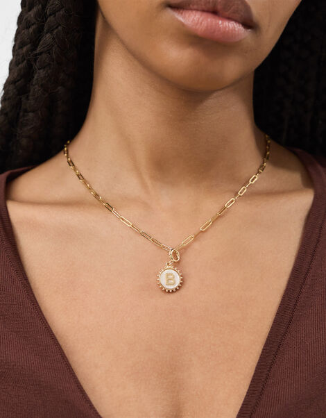 Initial Pearl Coin Jewellery Charm , Gold (GOLD), large