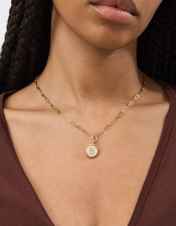 Initial Pearl Coin Jewellery Charm , Gold (GOLD), large