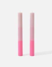 Ribbed Pillar Candle Set, Pink (PINK), large
