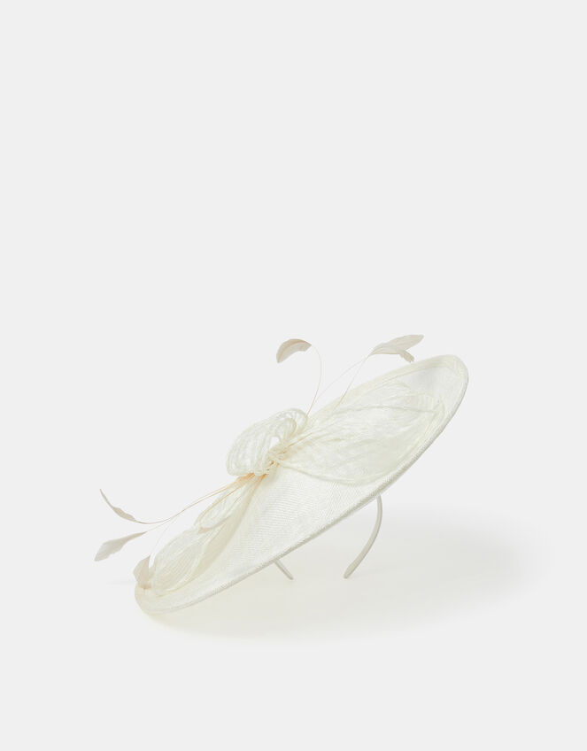Large Woven Bow Disc Fascinator, Ivory (IVORY), large