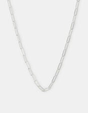 Sterling Silver-Plated Paperclip Chain Necklace, , large