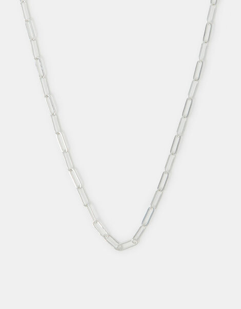Sterling Silver-Plated Paperclip Chain Necklace, , large