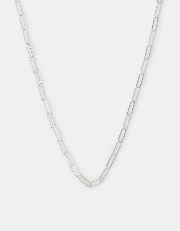 Sterling Silver-Plated Paperclip Chain Necklace, , large