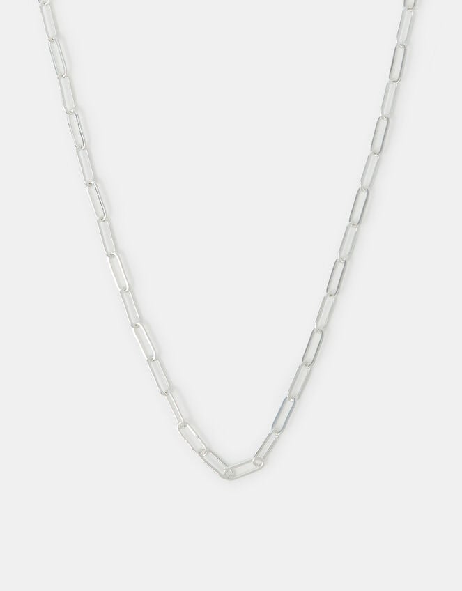 Sterling Silver-Plated Paperclip Chain Necklace, , large