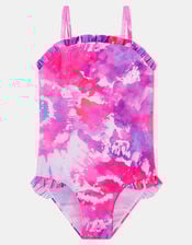 Girls Ruffle Tie Dye Swimsuit, Multi (BRIGHTS MULTI), large