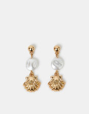 Seashell Drop Earrings Gold, , large