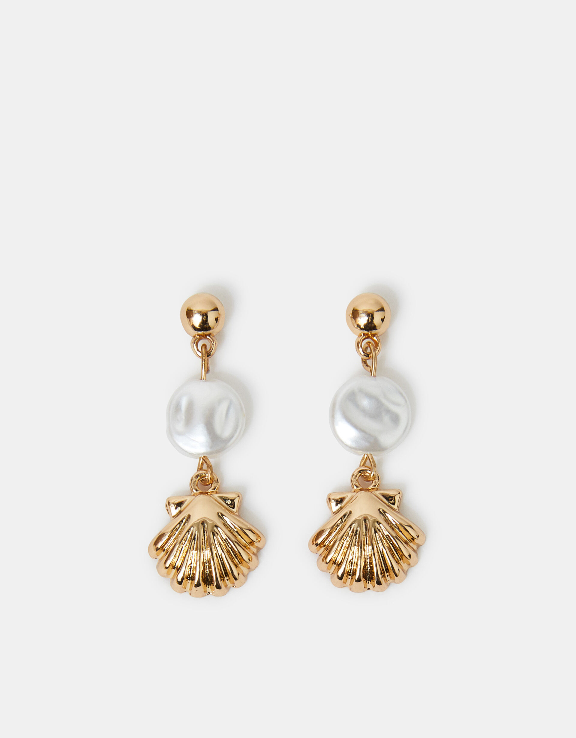 Seashell Drop Earrings Gold, , large