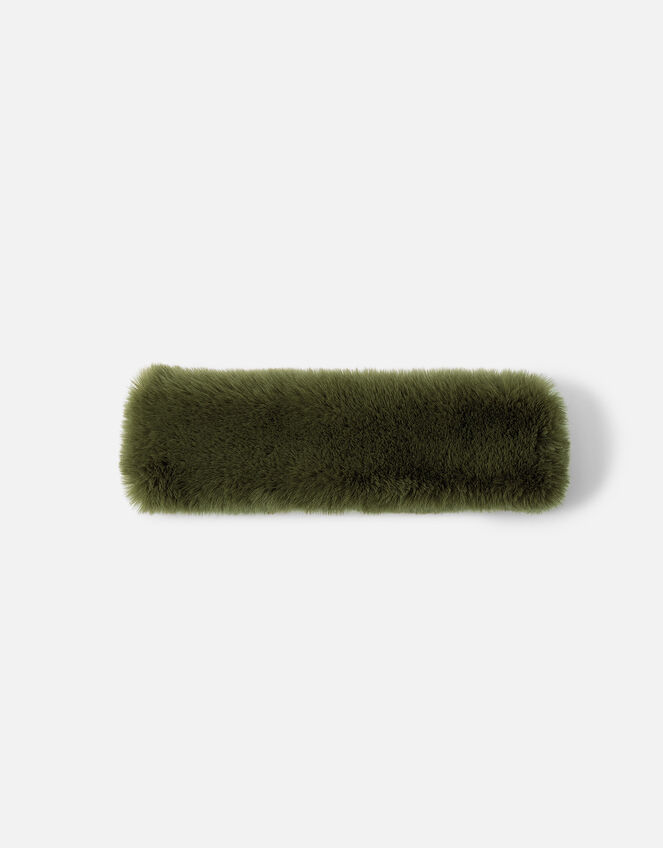 Luxe Faux Fur Bando, Green (KHAKI), large
