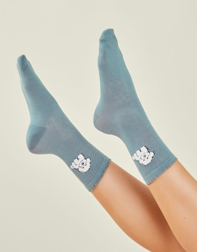 Fluffy Dog Print Sock, , large